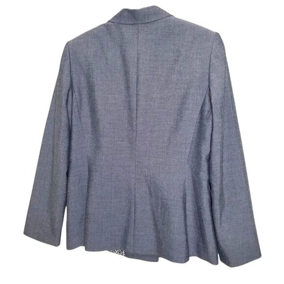 TAHARI Womens Blazer SZ 10 Gray Double Breasted Animal Lined Academia Office - Picture 2 of 11